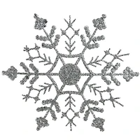 24ct. 4" Silver Splendor Glitter Snowflake Christmas Ornaments