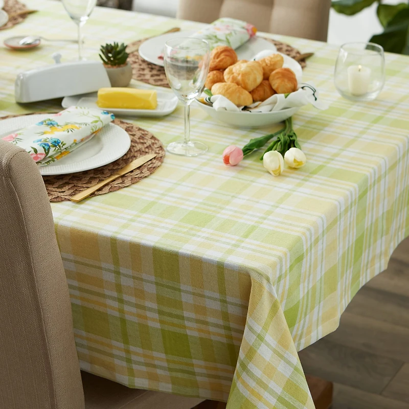 Lemon Bliss Plaid Tablecloth 60" x 120"