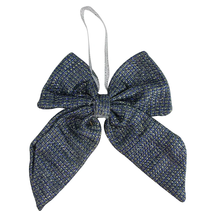 5.25" Blue Double Loop Christmas Bow Wall Décor