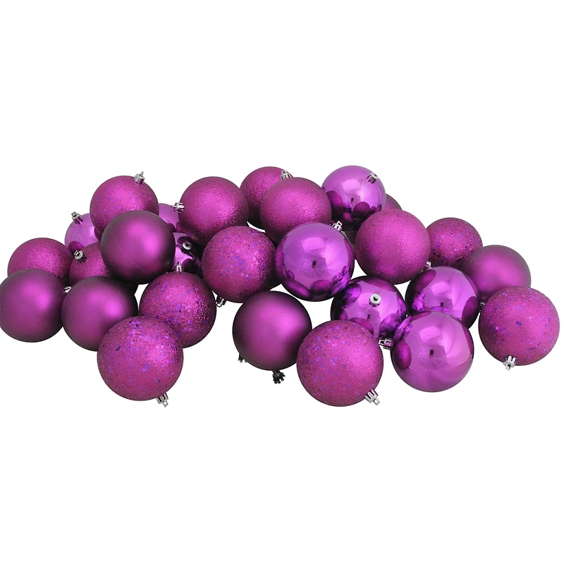 32ct Shatterproof 3.25” 4-Finish Ball Ornament, Light Magenta