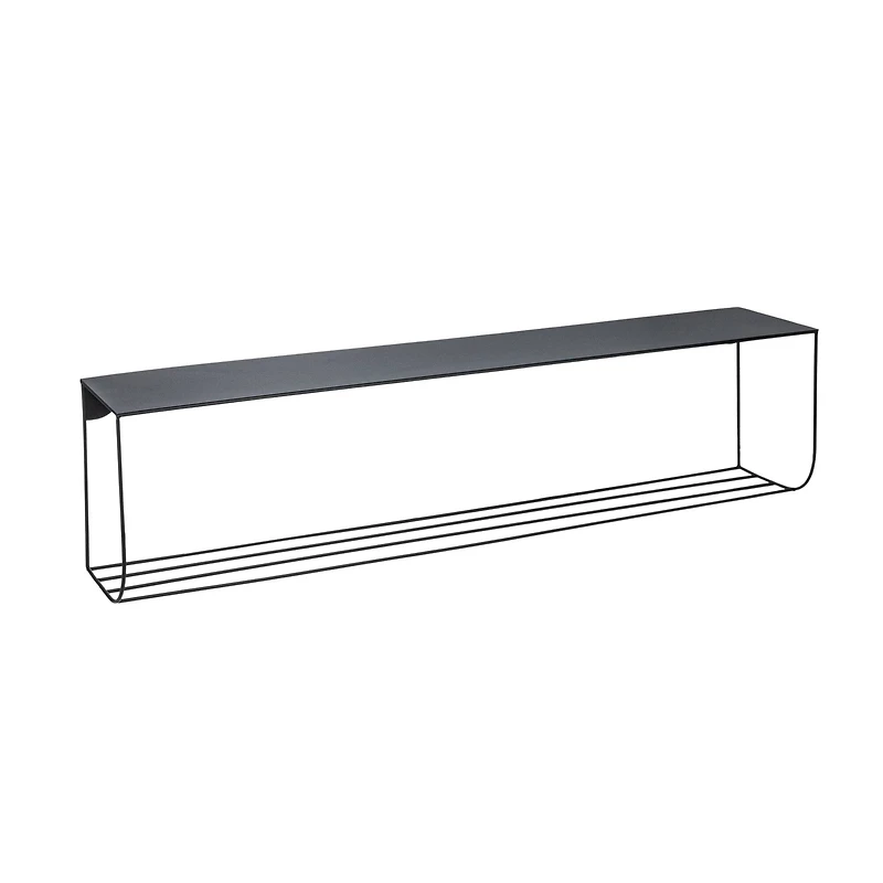 Hello Honey® 40" Matte Black Metal Two-Tier Wall Shelf
