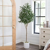 6ft. Artificial Olive Tree with White Decorative Planter