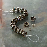 12 Pack: Metal Rhinestone Rondelle Beads, 8mm by Bead Landing™