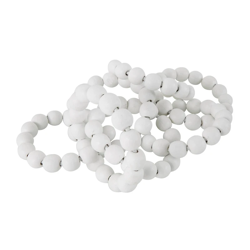 20" White Wood Chain Beaded 7 Link Sculpture