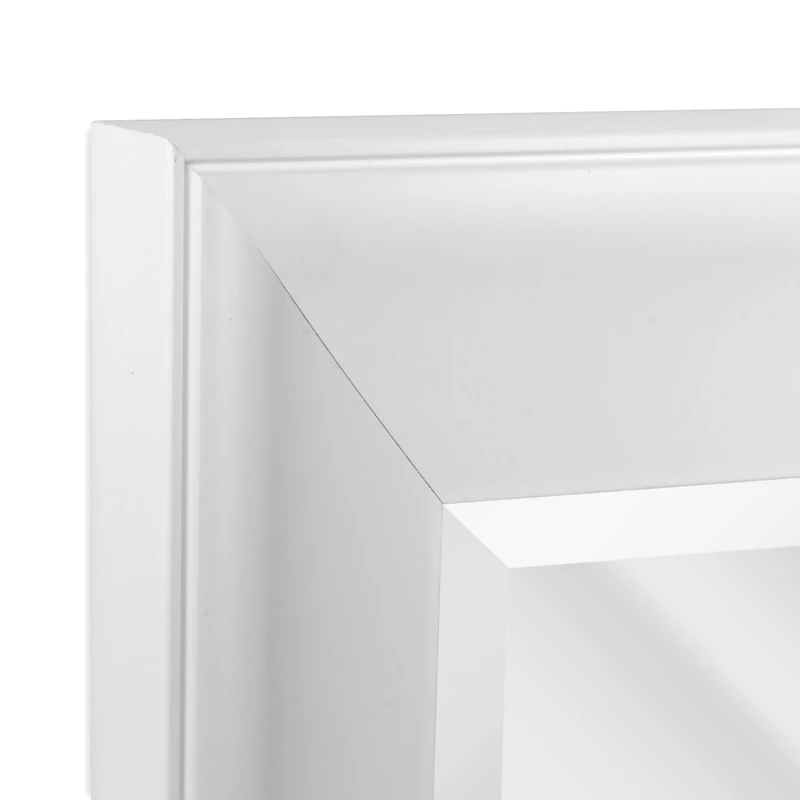 Head West Matte Arctic White 27.5" x 33.5" Framed Beveled Accent Vanity Mirror
