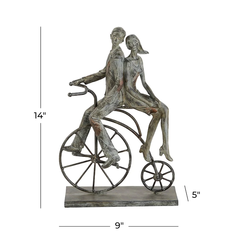 13" Gray Polystone Traditional Bicycle Sculpture