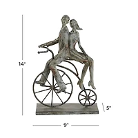 13" Gray Polystone Traditional Bicycle Sculpture