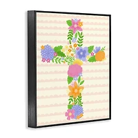 Stupell Industries Floral Cross Religious Symbol Framed Giclee Art