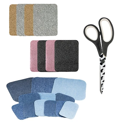 SINGER® Decorative Glitter & Denim DIY Iron-On Fabric Patch Kit with Scissors