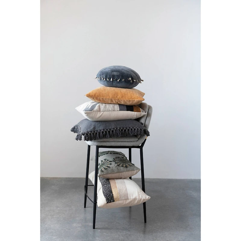 Hello Honey® Embroidered Cotton Pillow With Applique & Chambray Back