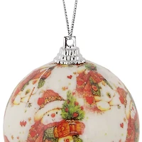 14ct. Snowman Decoupage Christmas Plastic Ball Ornaments