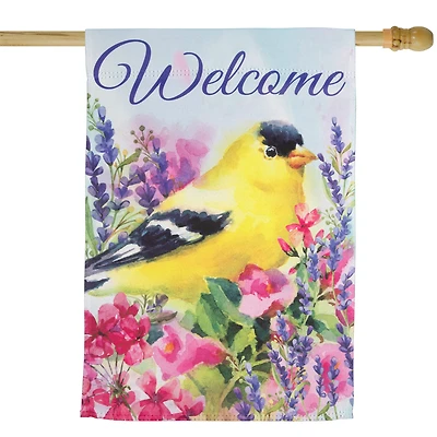40" x 28" Welcome Yellow Finch Spring Outdoor House Flag