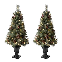 4ft. Pre-Lit Artificial Christmas Tree Set, Warm White LED Lights