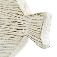 Set of 2 White Ceramic Coastal Fish Sculpture, 13", 9"