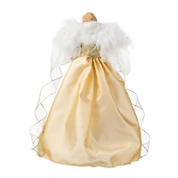Glitzhome® 18.5"H Faux Fur & PVC Christmas Elegant Angel Tree Topper with Porcelain Face