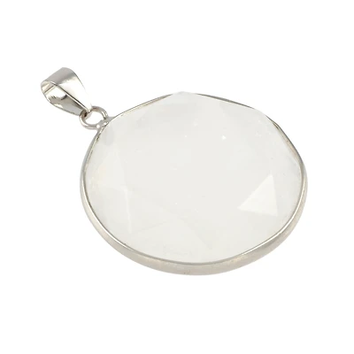 White Quartz Round Faceted Pendant by Bead Landing™