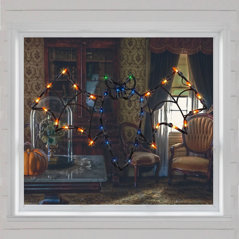 15" Lighted Bat Halloween Window Silhouette Decoration