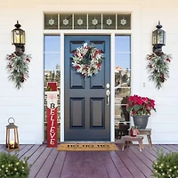 Glitzhome® 28"Christmas Flocked Pinecone & Berry Teardrop