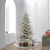 6.5ft. Pre-Lit Flocked Sierra Fir Artificial Christmas Tree, Pure White Dura-Lit® LED Lights
