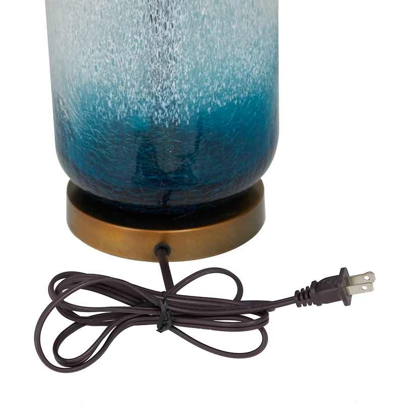 Blue Glass Table Lamp Set of 2 15", 28"