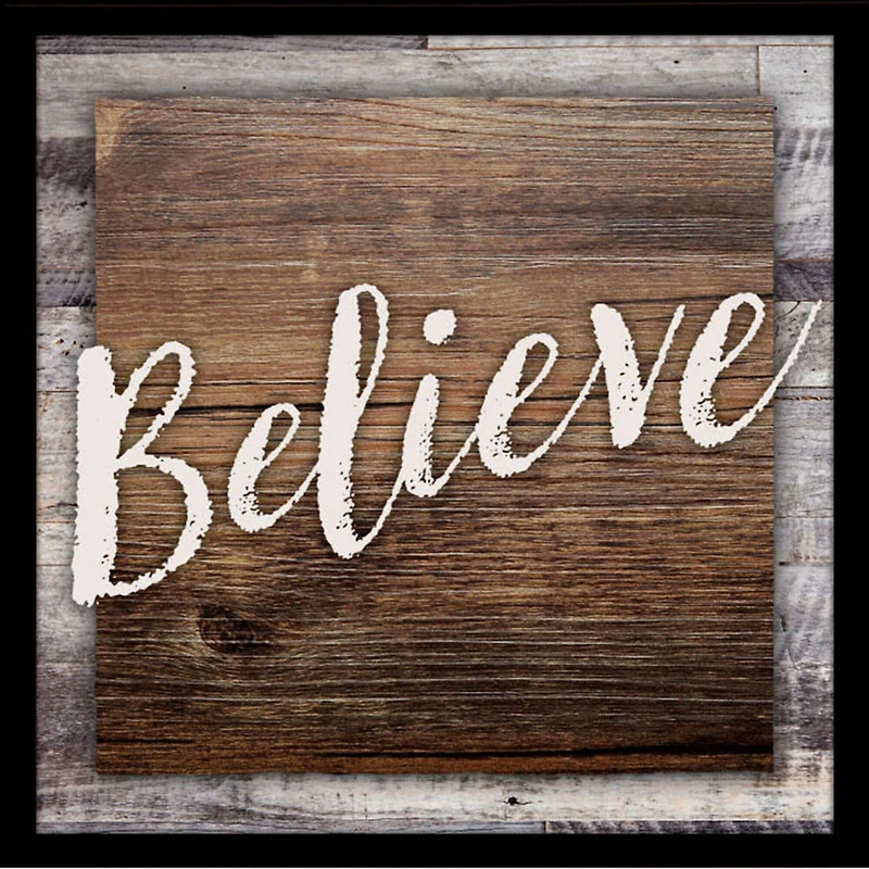 Believe Wood Plaque In Black Frame
