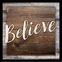 Believe Wood Plaque In Black Frame