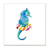 Stupell Industries Blue Ombre Seahorse Red Stripe Ring Float,12" x 12"