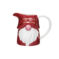Hello Honey® 1qt. Red & White Ceramic Gnome Pitcher with Gold Electroplating