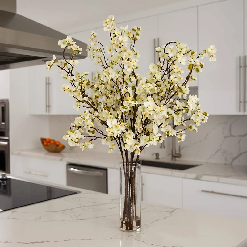 2.5ft. Artificial Cherry Blossom Arrangement in Cylinder Glass Vase