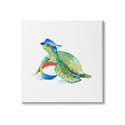 Stupell Industries Ocean Tortoise Playful Beach Ball Aquatic Turtle Canvas Wall Art