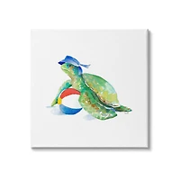 Stupell Industries Ocean Tortoise Playful Beach Ball Aquatic Turtle Canvas Wall Art