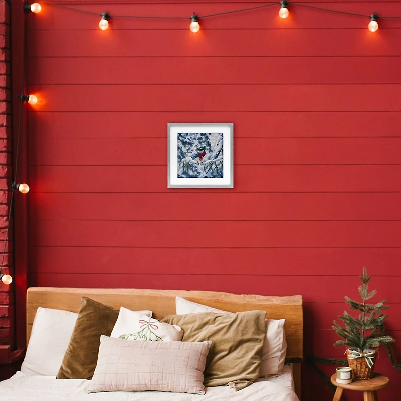 Stupell Industries Christmas Blue Jay Perched Framed Print Under Glass Wall Art