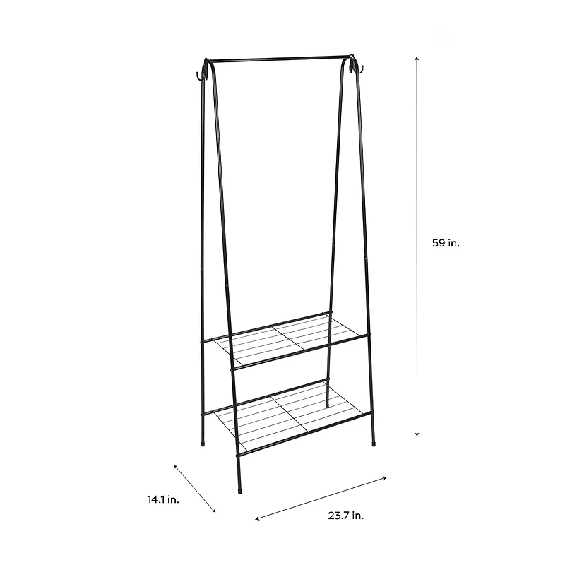 Organize It All Garment Rack with 2 Tier Shelving
