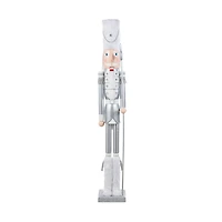 Glitzhome® 42"H Wooden Christmas Silver Dressed Soldier Nutcracker