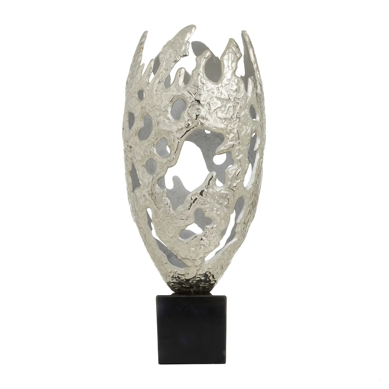 Silver Aluminum Contemporary Sculpture, 23" x 10" x 10"