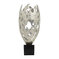 Silver Aluminum Contemporary Sculpture, 23" x 10" x 10"