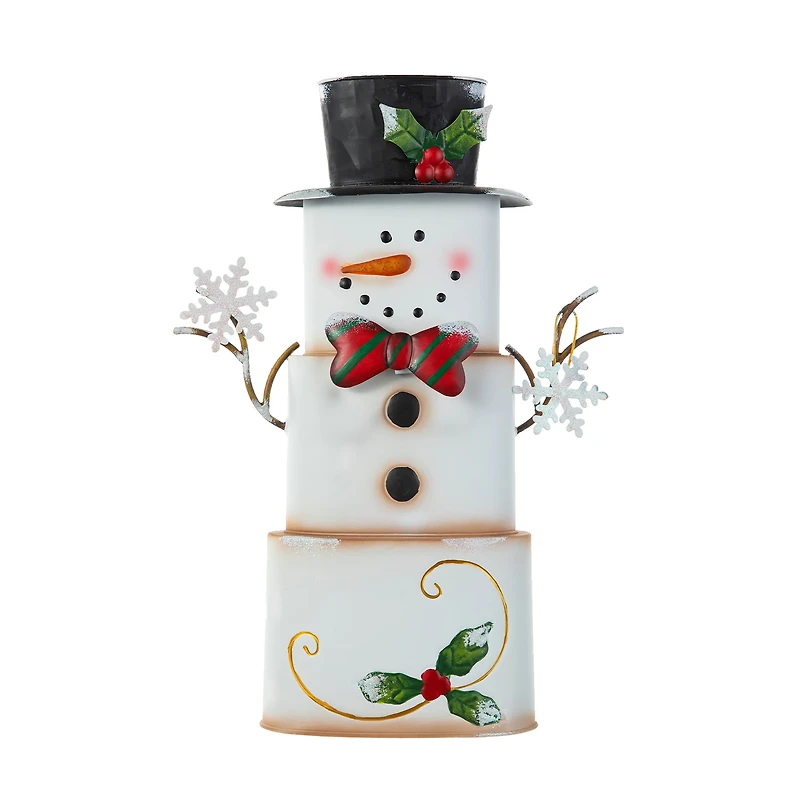 Glitzhome® 17" Metal Stacked Box Snowman Table Décor
