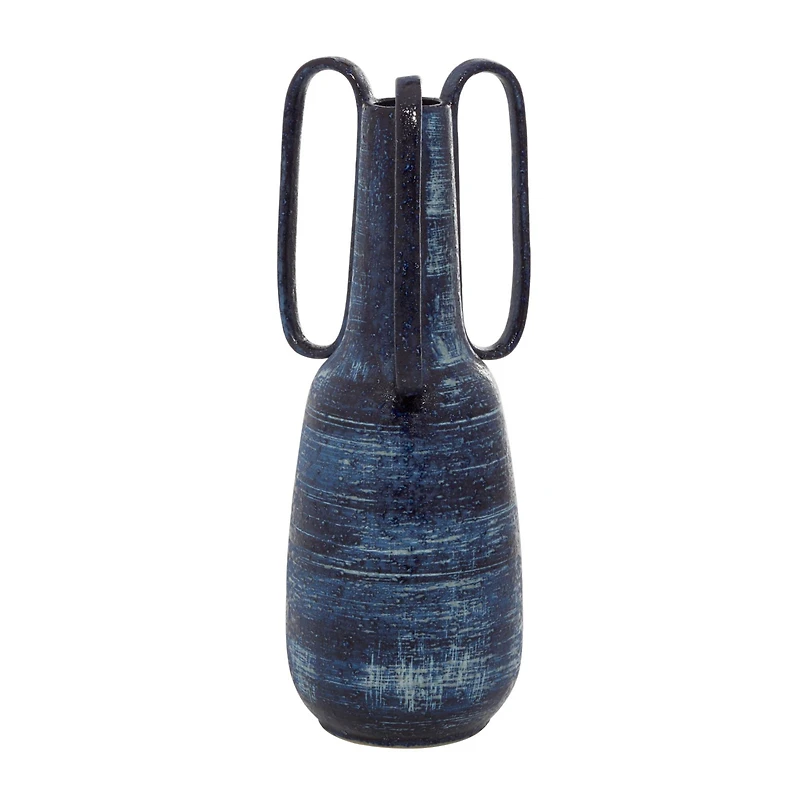Blue Ceramic Contemporary Vase, 17" x 7" x 7"