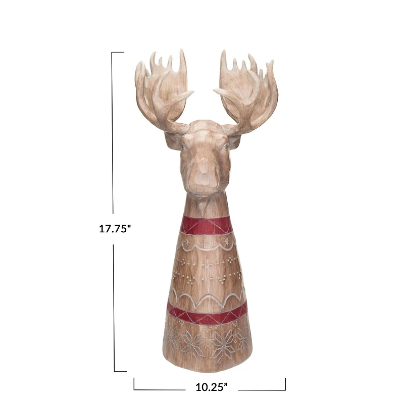 Hello Honey® 17.75" Whitewashed Woodgrain Carved Moose Tabletop Accent