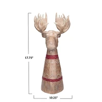 Hello Honey® 17.75" Whitewashed Woodgrain Carved Moose Tabletop Accent