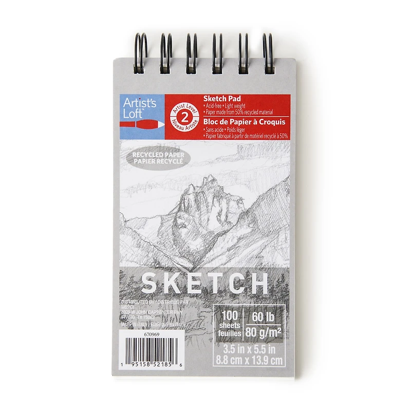12 Pack: Recycled Sketch Paper Pad by Artist's Loft™, 3.5" x 5"