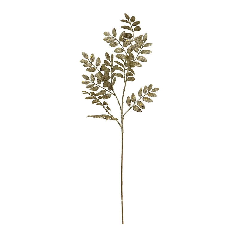 33" Champagne Glitter Leaves Stem by Ashland®