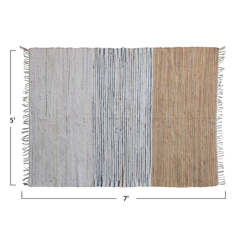 Hello Honey® Gray & Tan Rectangle Chindi Rug with Fringe, 7ft. x 5ft.