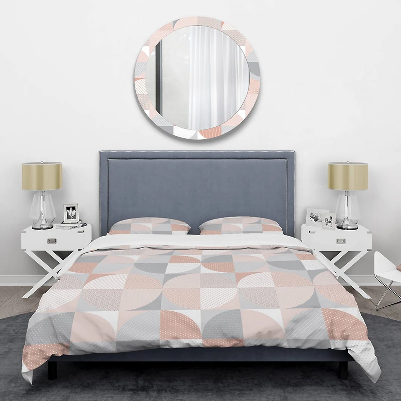 Designart 'Round geometric textured pattern' Mid-Century Duvet Cover Set