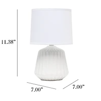 Simple Designs 11.3" Petite Off White Pleated Base Table Lamp