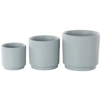 Gray Ceramic Geometric Planter Set