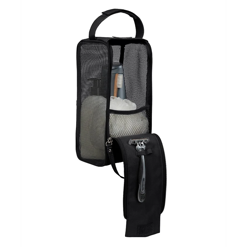 Simplify Black Hanging Mesh Toiletry Bag