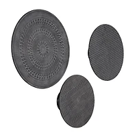 Black Aluminum Carved Designs Plate Wall Decor Set of 3 15", 13", 11"