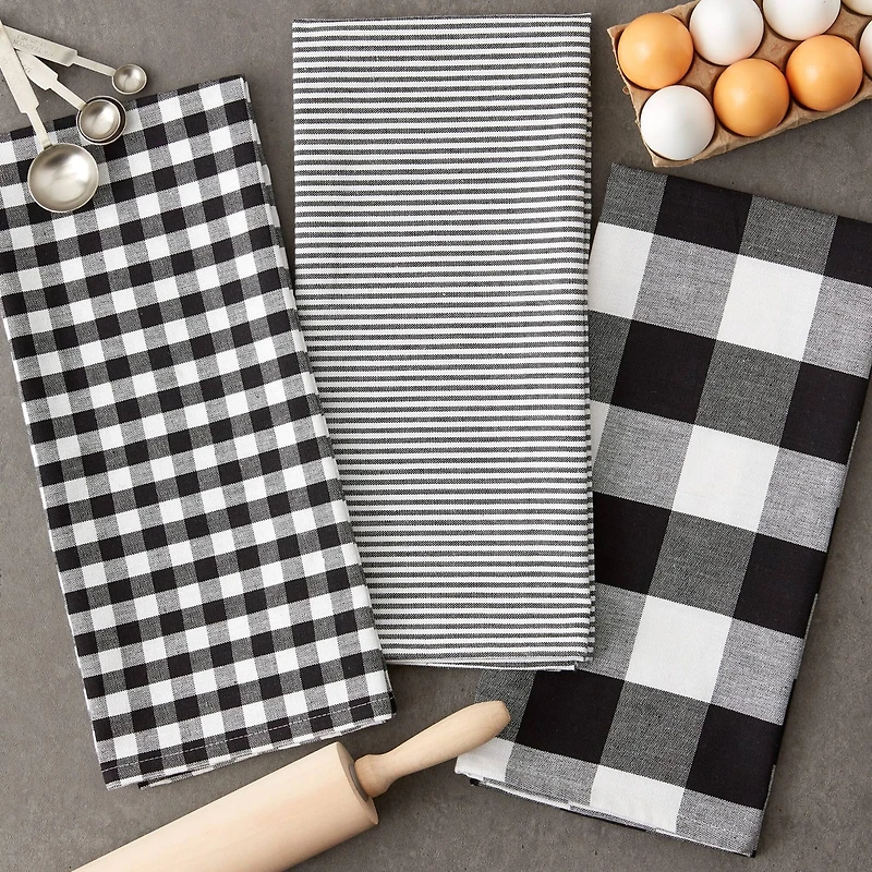 DII® Black & White Dishtowel Set