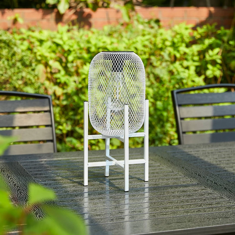 Glitzhome® 14" Metal Mesh Solar Powered Lantern with Stand